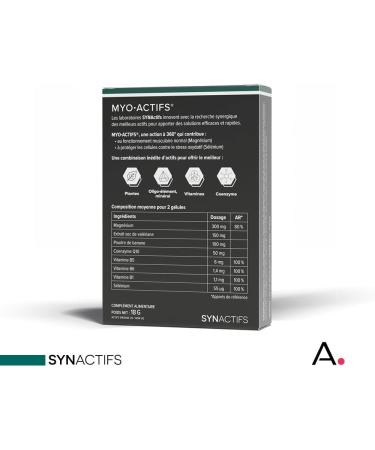 ARAGAN - Synactives - Myoactives - Muscle Relaxation Food Supplement - Marine Magnesium Coenzyme Q10 Valerian Vitamins - 30 capsules - 15 days to 1 month of intake - Made in France - Buy Online on GoSupps.com