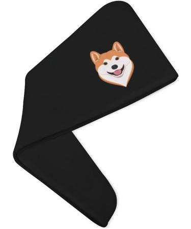 Cartoon Akita Dog Microfiber Hair Towel Wrap for Women - 10x26 Inch Super Absorbent Hair Turban with Button | Perfect for Quick Drying - Buy Online on GoSupps.com