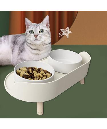 Elevated Cat Food Bowls - No-Spill Design, 3 Heights, Anti-Vomiting, 5 Ceramic Bowl for Small/Medium Pets - White - Buy Online on GoSupps.com