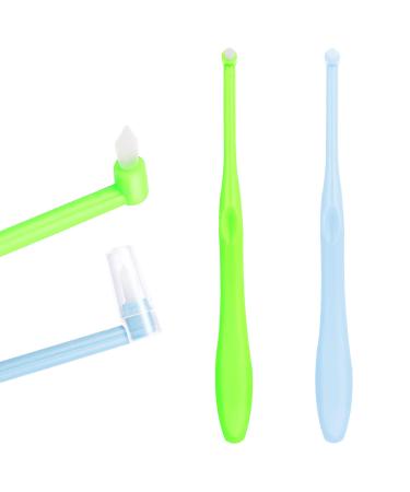 Sibba 2 pieces of fragrant brush soft tuft brace toothbrush orthodontic end-fragrance conical compact interdental interdeeding brush for detail cleaning (1 blue and 1 green) blue green white
