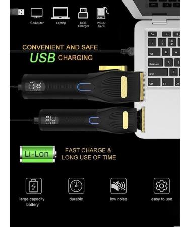 Hair Clippers & Trimmer Ceramic T-Blade Cordless Haircut Sets Rechargeable 2000mAh/1200mAh with 12 Guide Combs - Buy Online on GoSupps.com