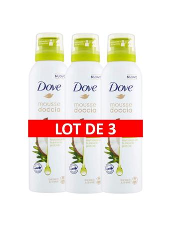 Dove Dove Extra-Rich Foaming Shower Gel with Coconut Oil Indulgent and Exotic Fragrance Dermatologically Tested Formula Pack of 3 x 200ml