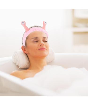 Snail Spa Headband Facial Makeup Head Band Cute Cartoon Face Wash Hair Bands Makeup Headbands Coral Fleece Elastic Head Wraps for Women Girls Beauty Skincare (Pink) - Buy Online on GoSupps.com