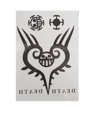 MEIFNG Trafalgar-Law Tattoo Anime Cosplay Heart Temporary Tattoos Costume Accessories (A)