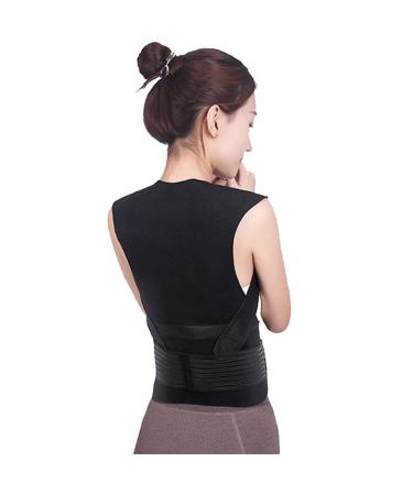 Derbut of self-warming Turmaline back support belt magnetic field therapy waist back shoulder posture spine pain relief herniated disc breathable lumbar support black M/m