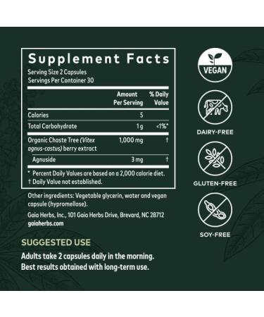 Gaia Herbs Vitex Berry for Women - 60 Vegan Liquid Phyto-Caps | Hormonal Support - Buy Online on GoSupps.com