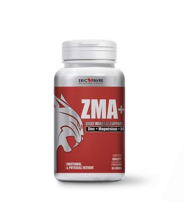 ZMA + Highly Dosed Supplement with Zinc Magnesium and Vitamin B6 Energy Metabolism Protein Synthesis Testosterone Levels Program 60J French Laboratory Eric Favre