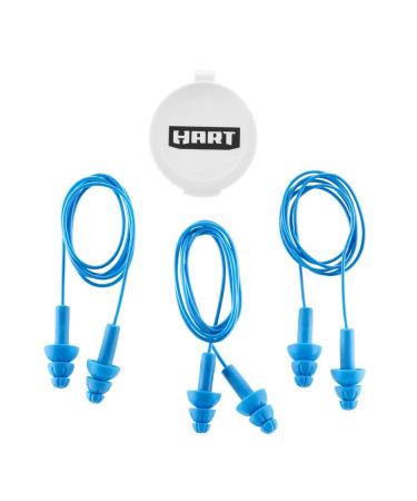 HART 3-Piece Reusable Corded EARPLUGS NRR 26dB Noise Reduction Ear Plugs Washable