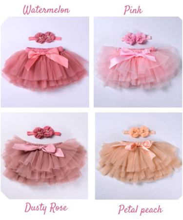 PythJooh Newborn Baby Girl Tutu Bloomers Skirt Headband Set - Petal Peach | 0-2 Years - Buy Online on GoSupps.com