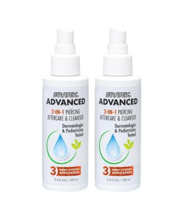 Studex Advanced 2-in-1 Piercing Aftercare & Cleanser Hypochlorous Spray for Body and Ear Piercing Hypoallergenic Formula for Sensitive Skin (3.4oz)