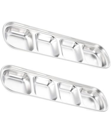 8 Pcs Stainless Steel 4 Compartments Mini Saucer Stainless Steel Dish Soy Sauce Plates Non-magnetic Soy Sauce Vegetables Silver Soy Sauce Dishes Chip and Dip Serving Set ( Color : Silverx4pcs Size : 26.6X8.1CMx3pcs Silverx4pcs - Buy Online on GoSupps.com