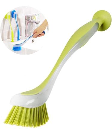 Dish Washing Space Saving Multifunction Scrub Pan Pot Sink Cleaning Brush Vertical Long Handle Home Suction Cup Tool Kitchen(Random Color) Professional Processed - Buy Online on GoSupps.com