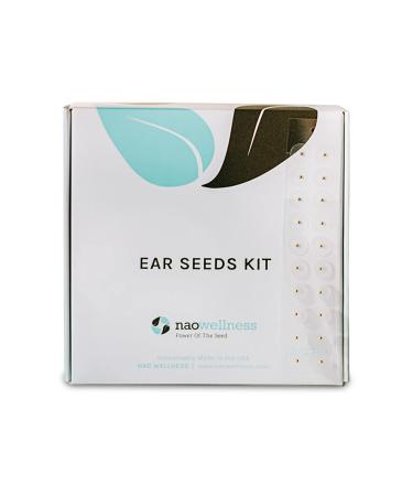 NAO Wellness 24k Gold Ear Seeds- Auriculotherapy Seeds Self-Care Acupressure Beads Healing Kit with 40+ Solutions – 20 Gold Ear Seeds Acupuncture Kit – Suitable for Adults and Kids