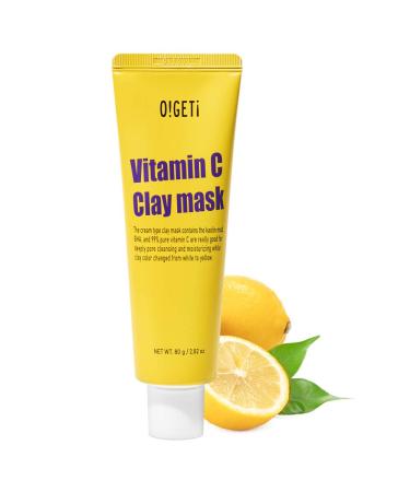Color Changing Vitamin C Clay Face Mask | Facial Mask for Exfoliate & Cleanse Pores Blackheads Vitalizing Skin Care for Men & Women 2.82 Oz (80g)