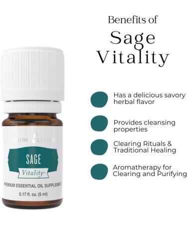 Young Living Sage Vitality Essential Oil 5 ml | Aromatic & Culinary Uses | Women's Health Support | Antioxidant & Cleansing Benefits - Buy Online on GoSupps.com