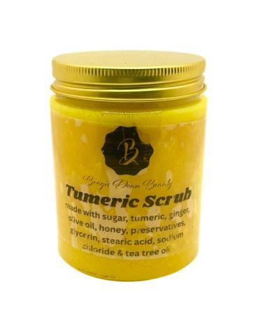 Boogie Down Beauty Tumeric Scrub Natural Exfoliating Body Scrub with Sugar Turmeric Ginger Olive Oil Honey Glycerin Tea Tree Oil