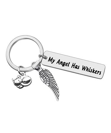 Jagowa 1 Piece Cat Memorial Gift Keychain Stainless Steel Keychain Gifts For Cat Pet Lover Women Men Hanging Ornament Personality Gift