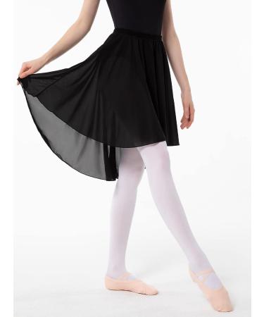 PLIKSUVER Women Ballet Wrap Skirt | Chiffon Dance Skirt with Elastic Waistband - Black | Adult Large - Buy Online on GoSupps.com