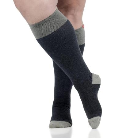 VIM & VIGR Cotton 30-40 mmHg Compression Socks for Men & Women - Dark & Light Grey Heathered Large/X-Large Wide Calf - Buy Online on GoSupps.com