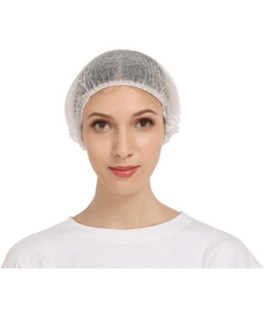 100PCS 24.8inch White Disposable Bouffant Caps with Elastic Edge - Ideal for Spray Salon, Home Baking, Labs & Hospitals - Buy Online on GoSupps.com
