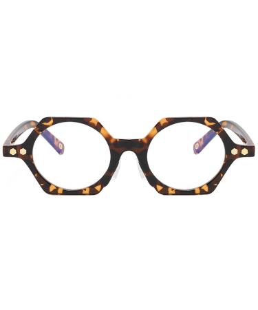 SERONI Tr90 Polygon Frame Blue Light Blocking Glasses for Women Men Anti UV Ray Computer Reading Glasses for Women Men Tortoises 47 Millimeters