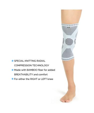 Neotech Care Bamboo Fiber Knee Support Sleeve - Lightweight Elastic Breathable Brace for Men Women - Grey (Size S) - Buy Online on GoSupps.com