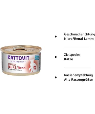 Kattovit Feline Diet Kidney/Renal Lamb - 85g Pack of 12 | Optimal Nutrition for Cats | International Shipping Available - Buy Online on GoSupps.com