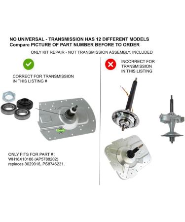 Buy EQUIP. DR US KIT for WH16X10186 EDR186 X1 - Compatible Kenmore/Sears Laundry Combo Transmission & Support - International Shipping Available - Buy Online on GoSupps.com