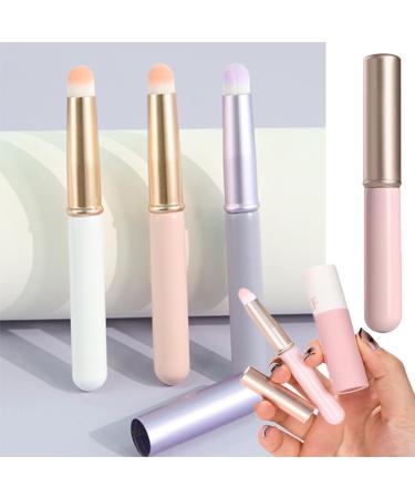 3pcs Portable Lip Brush Set - Travel Size Face Makeup Brush with Cover | Round Head Smudge Applicator for Lipstick & Eye Shadow (3 Colors - Buy Online on GoSupps.com