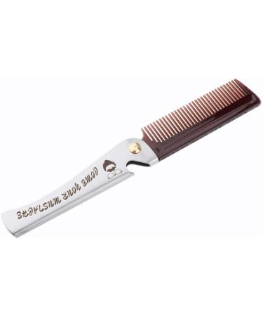 Stainless Steel Beard Comb Men's Hair Beard and Mustache Styling Comb Folding Fine Teeth Pocket Comb - Brown Very Practical and Popular - Buy Online on GoSupps.com