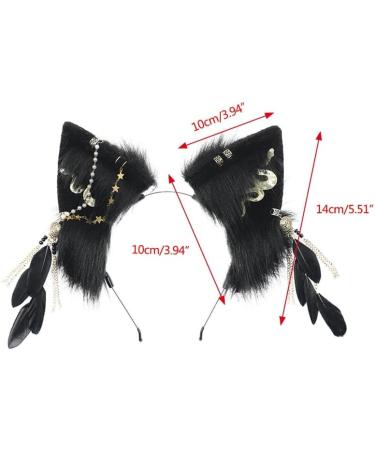 hgnxa Furry Foxes Ears Cats Girls Cosplays Hair Accessories Cute Plush Ear Headband Feathers l Decorations Role Playing Black - Buy Online on GoSupps.com