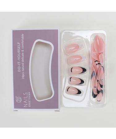 24Pcs/Set Press On Nails Medium Length Black Stripes False Nails Acrylic Fake Nails Full Cover Nails Tips Artificial Finger Manicure Press on nails for Women and Girls - Buy Online on GoSupps.com