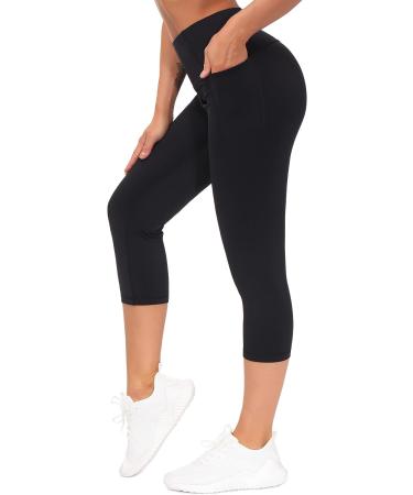 Gym People Tummy Control Workout Leggings with Pockets | High Waist Yoga Pants for Women | Running, Hiking, Capris | Black - Large - Buy Online on GoSupps.com