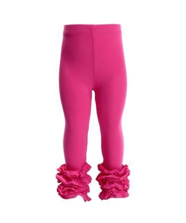 HOOLCHEAN Baby Toddler and Little Girls Cotton Ruffle Leggings 2-3 Years Rosy