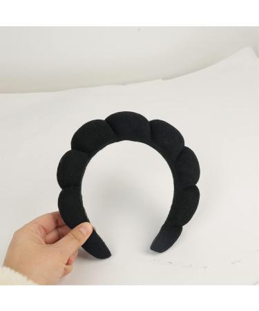 Spa Headband for Women with Triangle Powder Puff, Terry Cloth Fabric Hair Band - Black | Versatile Headband for Makeup, Skincare, Shower - Buy Online on GoSupps.com