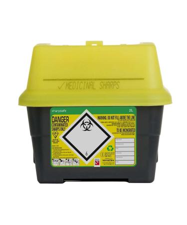 Lyall Willis Sharps Bin 2L Grey - Yellow Lid (1)