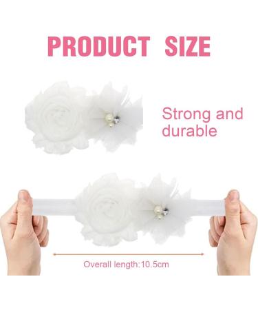 Eodkse White Elastic Flower Headband for Baby Girls | Lace Pearls & Flowers | Perfect Newborn & Toddler Hair Accessory for Photo Shoots - Buy Online on GoSupps.com