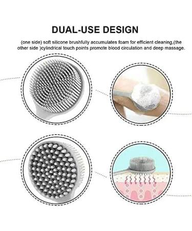 BAOOOFU Silicone Long Handle Body Brush for Shower | Exfoliating Scrubber for Elderly Men and Women | Includes Hook | Blue - Buy Online on GoSupps.com
