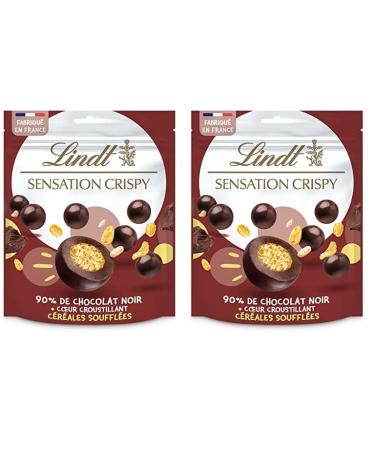 Lindt - Sachet de billes C r ales Souffl es SENSATION CRISPY - Chocolat Noir 140g (Lot de 2) Noir 140g (Lot de 2)