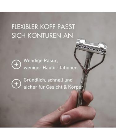 Shavent Original Swing Head Razor - Eco-Friendly Metal Wet Razor for Men Plastic-Free Durable Body Razor with Affordable Blades - Made in Germany - Buy Online on GoSupps.com