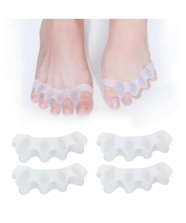 Silicone Toe Separators (2 Pair) Toe straighteners for Curled Toes Toe Spacers Toe separators to Correct Your Toe Toe Stretcher for Overlapping Toes to Relax Toes Relief Restore Feet Transparent Color