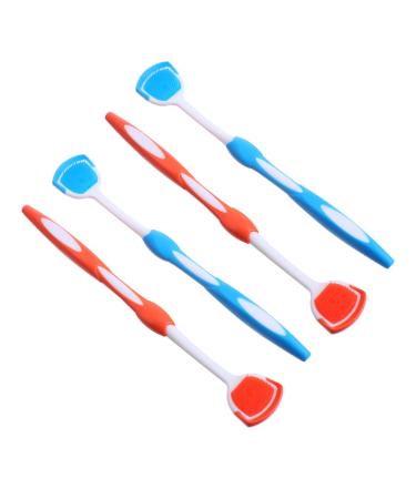 Gatuida 4 pieces tongue cleaning brush toothbrush breath tongue sponge oral tongue mouth tongue cleaner tongue tongue scrap for fresh breath adult metal chemicals detergent nanoplastic sorted color 19.5x3x0.6cm
