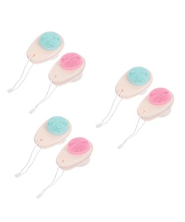 FRCOLOR Pack of 6 Double-Sided Facial Cleansing Brush Female Face Brush Deep Cleansing Brush Silicone Clean Facial Toner Painted Handle 3D Household Cleansing Milk