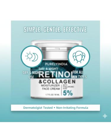 Purelyindia Retinol Cream for Face Anti-Aging Moisturizer to Reduce Wrinkles & Fine Lines Hydrating Retinol Night & Day Cream for Smooth Firm Skin - Buy Online on GoSupps.com
