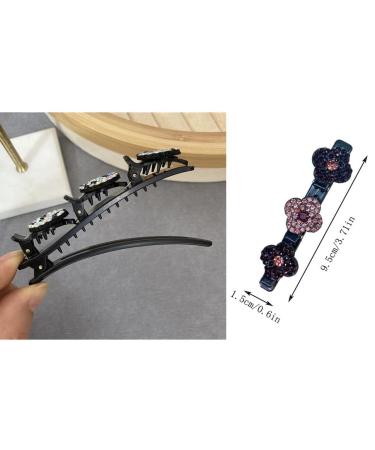 Sparkling Crystal Stone Braided Hair Clips - 4 PCS Set for Women and Girls | Satin Fabric Hair Bands - Rhinestone Hair Clips | Stocking Stuffers - Four-Leaf Clover Design - Buy Online on GoSupps.com