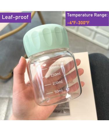 Small Borosilicate Glass Juice Bottle With Lid  - 10 Oz - Green - Buy Online on GoSupps.com