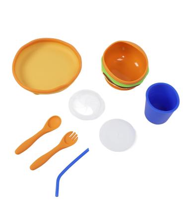 Silicone Pizza Baby Food Bowl - Awakens Appetite | Versatile Hamburger Bowl with Lid | Flower Blue - Perfect for Home Use - Buy Online on GoSupps.com