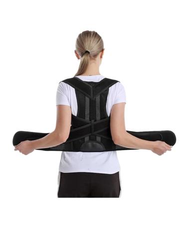 Back Support Back Brace Lumbar Support Shoulder Posture Corrector Scoliosis Back Brace Full Back Support Belt Adjustable Back Support Belt(X-Small) X-Small Black