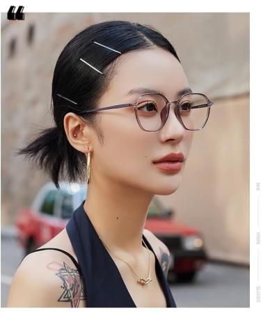 SERONI Titanium Temple Polygon Tr90 Blue Light Blocking Glasses for Men & Women | Anti UV Ray Computer & Reading Glasses - Gray 52mm - Buy Online on GoSupps.com