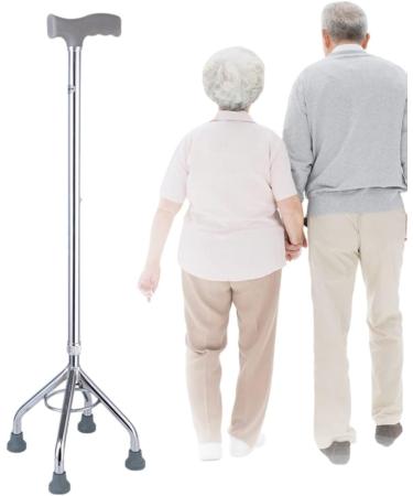 Quad Cane with Small Base Adjustable Walking Cane with 4 Pronged Base for Right Or Left Handed Men Or Women Silver Star of Light - Buy Online on GoSupps.com